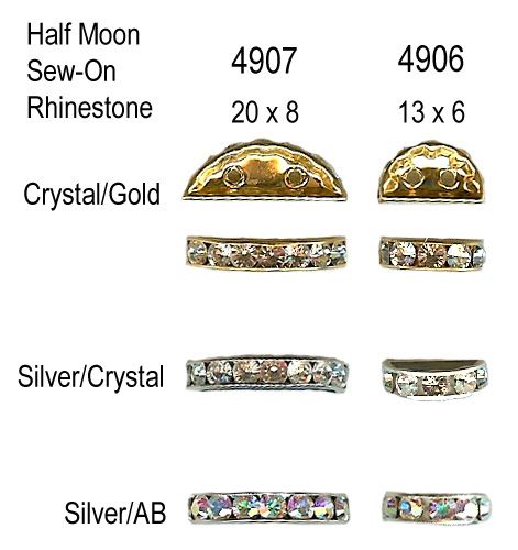 Swarovski Half Moon Sew On Rhinestone