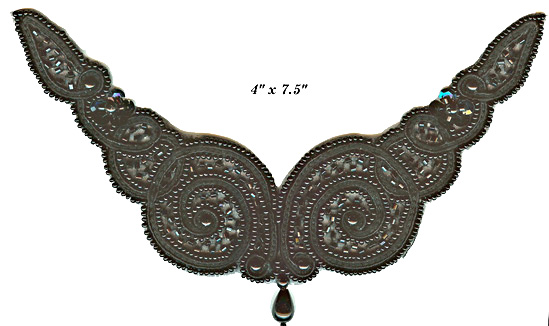 5046-Black Beaded Applique 4x7 1/2