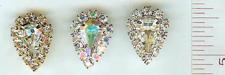 7267-Crystal Silver, AB or Crystal Gold Button