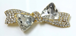 7355 Crystal Gold Bow Rhinestone Pin