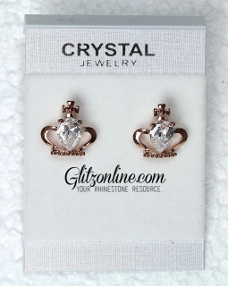 7527 Crystal Rhinestone Crown Earrings