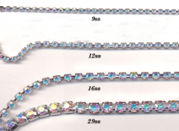1413-1419 Preciosa Crystal AB or Crystal Silver Rhinestone Chain