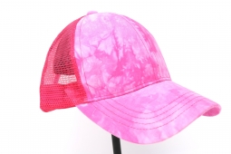 C.C. Beanie High Ponytail Ball Cap Pink Tie Dye