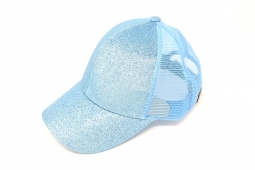C.C. Beanie High Ponytail Light Blue Glitter Ball Cap