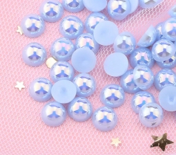 Light Blue AB Flatback Pearls - 4mm 100 Pieces