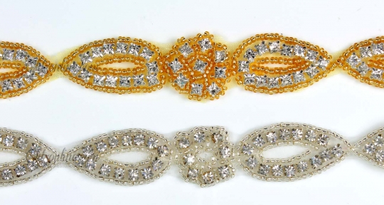 1028-Crystal or Gold Rhinestone Trim: Glitz and Glamour