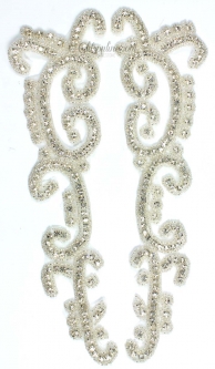 1102 Rhinestone Applique Pair 10x2.5" iron or sew on