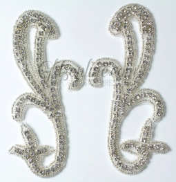 1107 Swarovski Crystal Rhinestone Applique 2.5x5.5" iron or sew on