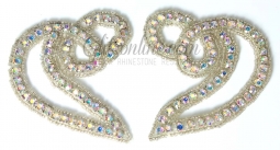 1109 Austrian Crystal Rhinestone Applique Pair 2.5x2" iron or sew on