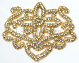 1119 Austrian Crystal Rhinestone Applique 5x5"  iron or sew on