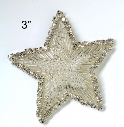 1140 Austrian Crystal 3"  Rhinestone Star Applique