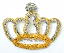 1143 Austrian Crystal Iron on Rhinestone Crown 2.75x3.5"