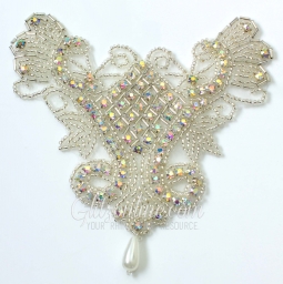 1148 Austrian Crystal Rhinestone Applique 5x4.25" iron or sew on