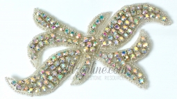 1151 Austrian Crystal Rhinestone Applique 5.5x3" iron or sew on