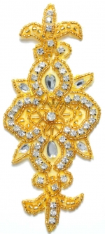 1155 Austrian Crystal Rhinestone Applique 2.5x6" iron or sew on