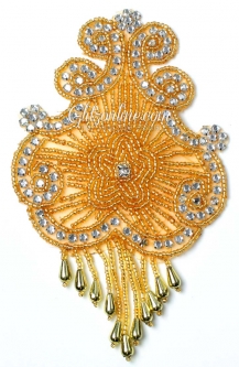 1157 Austrian Crystal Gold Rhinestone Applique