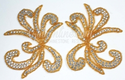 1158 Austrian Crystal Silver or Gold Rhinestone Applique Pair