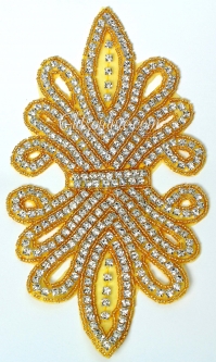 1164 Austrian Crystal Sew on or Iron on Rhinestone Applique 8x4"