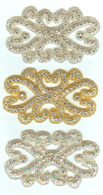 1195 Austrian Crystal Iron on Rhinestone Applique 2.5x4"