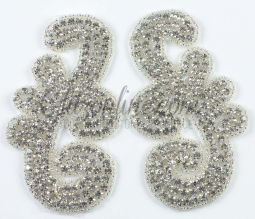 1216 Austrian Crystal Rhinestone Applique Pair 2.5x4.25" iron or sew on