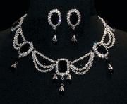 7509 Jet Crystal Rhinestone Necklace & Earrings