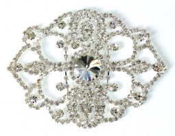 1306 Crystal Rhinestone Lace Applique 4x3"