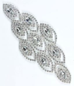 1311 Crystal Rhinestone Lace Applique 2x6"