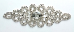 1317 Crystal Rhinestone Lace Applique 6x2.5"