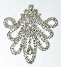 1320 Crystal Rhinestone Lace Applique 4.5x3.75"