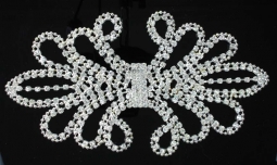 1321 Crystal Rhinestone Lace Applique 7.5x4"