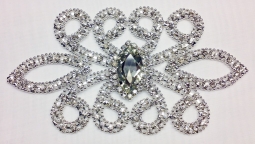 1323 Crystal Rhinestone Lace Applique 6x3"