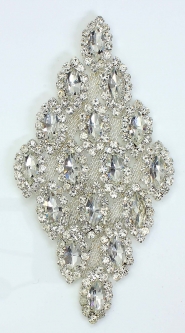 1326 Crystal Rhinestone Lace Applique 5x3"