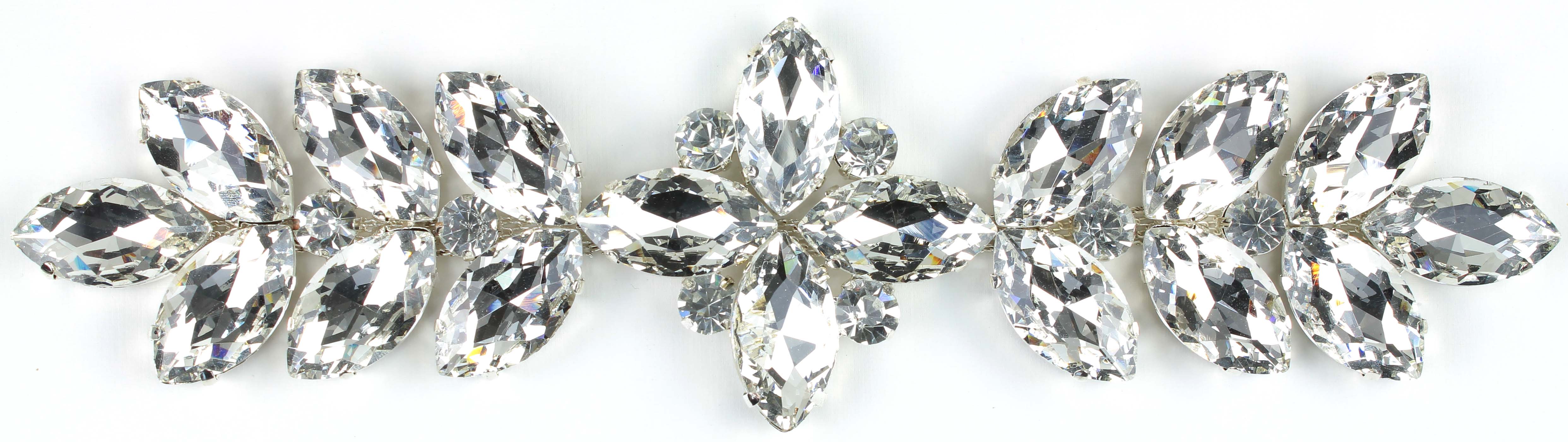 Crystal AB Rhinestone Applique Black Beaded Floral Crystal