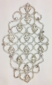 1334 Crystal Rhinestone Lace Applique 6.5x4"