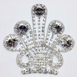 1338 Crystal Rhinestone Lace Applique 4.75x4.5"