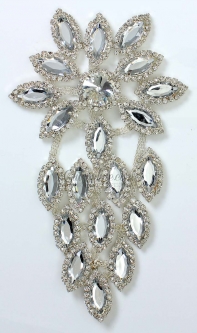 1340 Crystal Rhinestone Lace Applique 7x3.5"