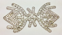 1344 Crystal Rhinestone Lace Applique 5.5x3"