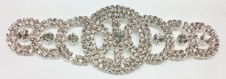 1347 Crystal Rhinestone Lace Applique 6.25x2"