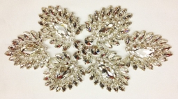 1354 Crystal Rhinestone Lace Applique 8x4.5"
