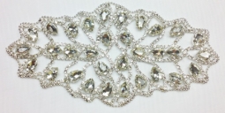 1355 Crystal Rhinestone Lace Applique 7.5x4"