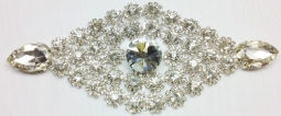 1356 Crystal Rhinestone Lace Applique 7x3.5"