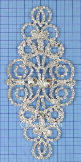 1360 Crystal Rhinestone Lace Applique 7.5x3.5"