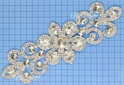 1362 Crystal Rhinestone Lace Applique 9x3"