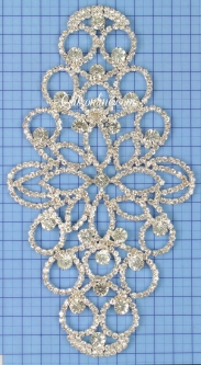 1365 Crystal Rhinestone Lace Applique 6.5x3.25"
