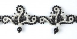 2039 Black and Pearl Beaded Trim