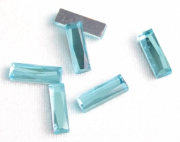 Glitzstone Aqua Baguette 5x15mm Rhinestones 6 pieces