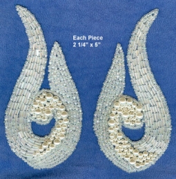 2208 Pearl Beaded Applique Pair