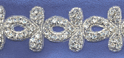 1006 Crystal & Silver Beaded Rhinestone Trim 6 Yard Bolt