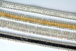 1032 Crystal AB Rhinestone & Silver Beaded Trim 6 Yard Bolt