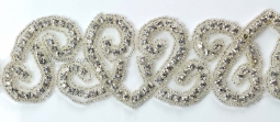 1047 Crystal Rhinestone & Silver Beaded Trim 6 Yard Bolt